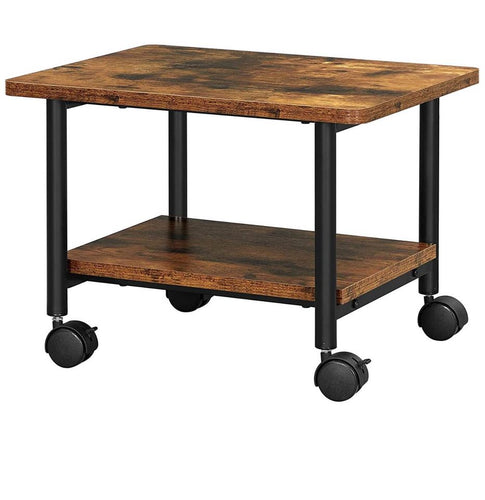 2 Tier Printer Desk or Printer Stand, Rustic Brown and Black