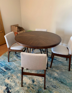 45.25" Mid Century Dining Room Table, Brown