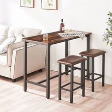 3-Piece Bar Height Dining Table and Chair Set, Memory Foam Cushion with Faux Leather