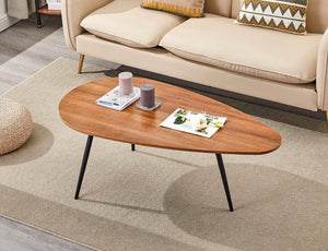 45.3” Mid Century Modern Oval Coffee Table, Walnut Oak