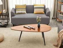 45.3” Mid Century Modern Oval Coffee Table, Walnut Oak