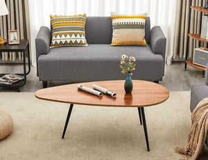 45.3” Mid Century Modern Oval Coffee Table, Walnut Oak