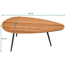 45.3” Mid Century Modern Oval Coffee Table, Walnut Oak