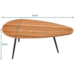 45.3” Mid Century Modern Oval Coffee Table, Walnut Oak