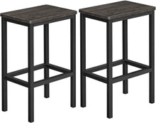 Set of 2 Counter Height Stools Chairs, Charcoal Gray & Black