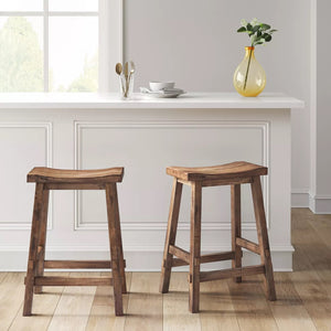 Halifax Farmhouse Wood Counter Stool Brown - Threshold™