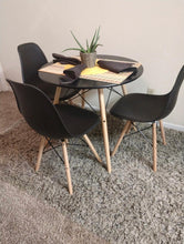 31.4” Mid Century Modern Round Dining Table, Black