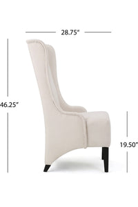 46.25" Fabric High Back Dining Chairs, White