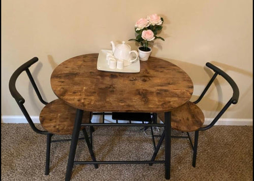Set of 3, Dining Table, Small Kitchen Table Set or Bistro Table Set with 2 Chairs