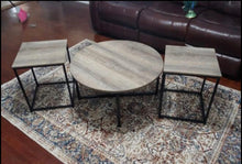 Set of 3, Contemporary Coffee Table, Brown & Black Wood