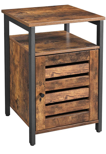 23.6” Night Stand with Open Shelf, Inner Adjustable Shelf, Rustic Brown