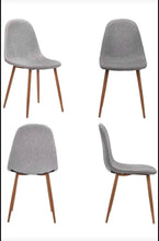 Mid Century Modern Dining Chairs Set of 4 - Grey Fabric with Metal Frame