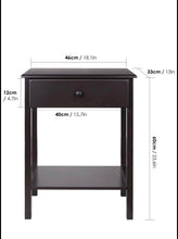 Set of 2, 23.6” Nightstands with Drawer and Storage Shelf, Dark Brown