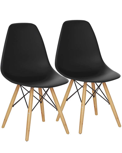 Set of 2, Mid Century Modern Dining Chairs, Black