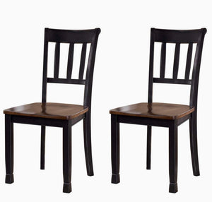 Set 2,  Farmhouse Dining Room Side Chair, Set of 2, Black and Brown