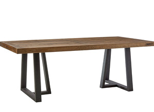 84" W x 42" D x 30" H Wood Dining Table, Natural and Black Finish