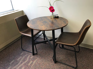 31.5” Round Dining Table, Rustic Brown