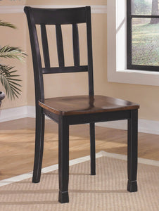 Set 2,  Farmhouse Dining Room Side Chair, Set of 2, Black and Brown