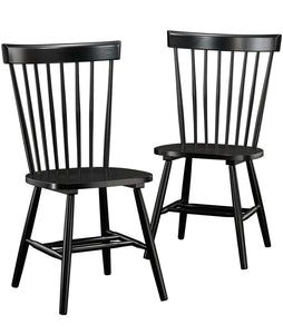 Set of 2, Spindle Wood Dining Chairs, Black