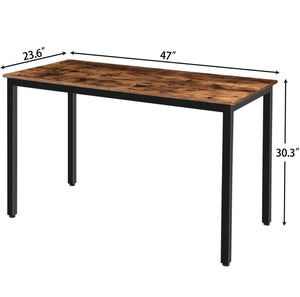 47” Kitchen Table or Dining Table with Metal Frame, Rustic Brown