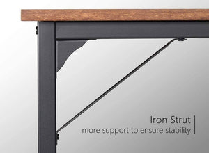 63" Modern Home Office Desk with Black Metal Frame, Rustic Brown