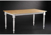 60"W Farmhouse Dining Table, White & Natural