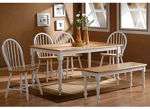 60"W Farmhouse Dining Table, White & Natural