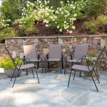 5 Pack Brown Outdoor Stack Chair with Flex Comfort Material and Metal Frame