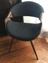 1 Butterfly Dining Chair in Charcoal Fabric and Walnut Wood Finish