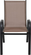5 Pack Brown Outdoor Stack Chair with Flex Comfort Material and Metal Frame