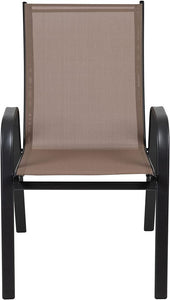 5 Pack Brown Outdoor Stack Chair with Flex Comfort Material and Metal Frame