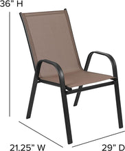5 Pack Brown Outdoor Stack Chair with Flex Comfort Material and Metal Frame