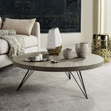 Mid-Century Hairpin Leg Round Coffee Table, Light Oak
