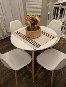 Set of 5, 4 Mid Century Modern Dining Chairs and 31.4" Mid Century Modern Round Dining Table. White