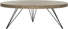 Mid-Century Hairpin Leg Round Coffee Table, Light Oak