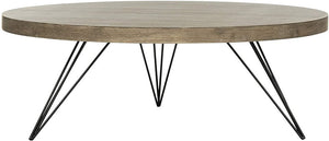 Mid-Century Hairpin Leg Round Coffee Table, Light Oak