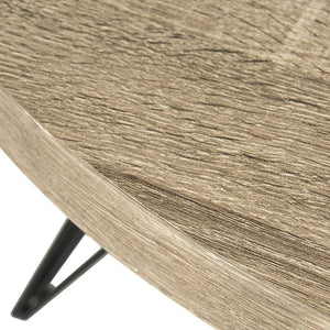 Mid-Century Hairpin Leg Round Coffee Table, Light Oak