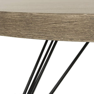 Mid-Century Hairpin Leg Round Coffee Table, Light Oak