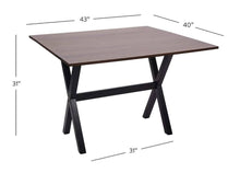 43" Solid Wood Drop Leaf Folding Kitchen or Desk, Farmhouse Style, Walnut/Black