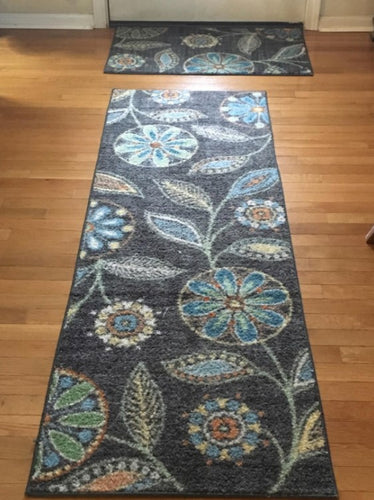 2'x6' Floral Runner Rug Non Slip Hallway Entry Carpet, Multi