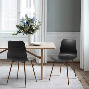 Set of 4, Plastic & Wood Dining Chair, Black