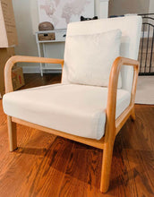 Mid-Century Modern Accent Chair or Arm Chair, Fabric and Wood, 25.6" x 30" x 30"