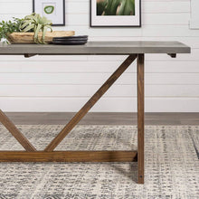 72" Modern Farmhouse Wood Small Dining Table, Grey and Brown