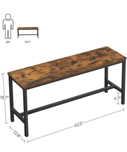 42.4” Dining Bench with Metal frame, Rustic Brown