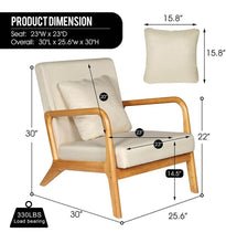 Mid-Century Modern Accent Chair or Arm Chair, Fabric and Wood, 25.6" x 30" x 30"