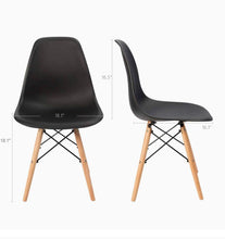 Set of 4, Mid Century Modern Dining Chairs, Black