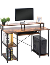 46.5” Computer Desk with Storage Shelves, Rustic Brown