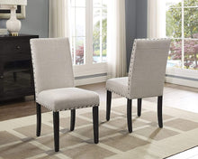 Set of 2, Fabric Dining Chairs with Nailhead Trim, Biony Tan
