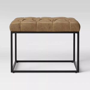 Trubeck Tufted Metal Base Ottoman Faux Leather - Project 62™