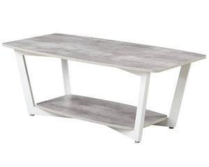 Faux Birch Finish Coffee Table, Gray / White Frame